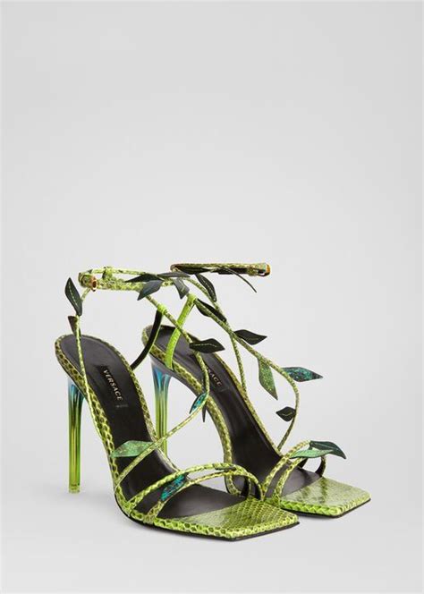 versace green heels with leaves
